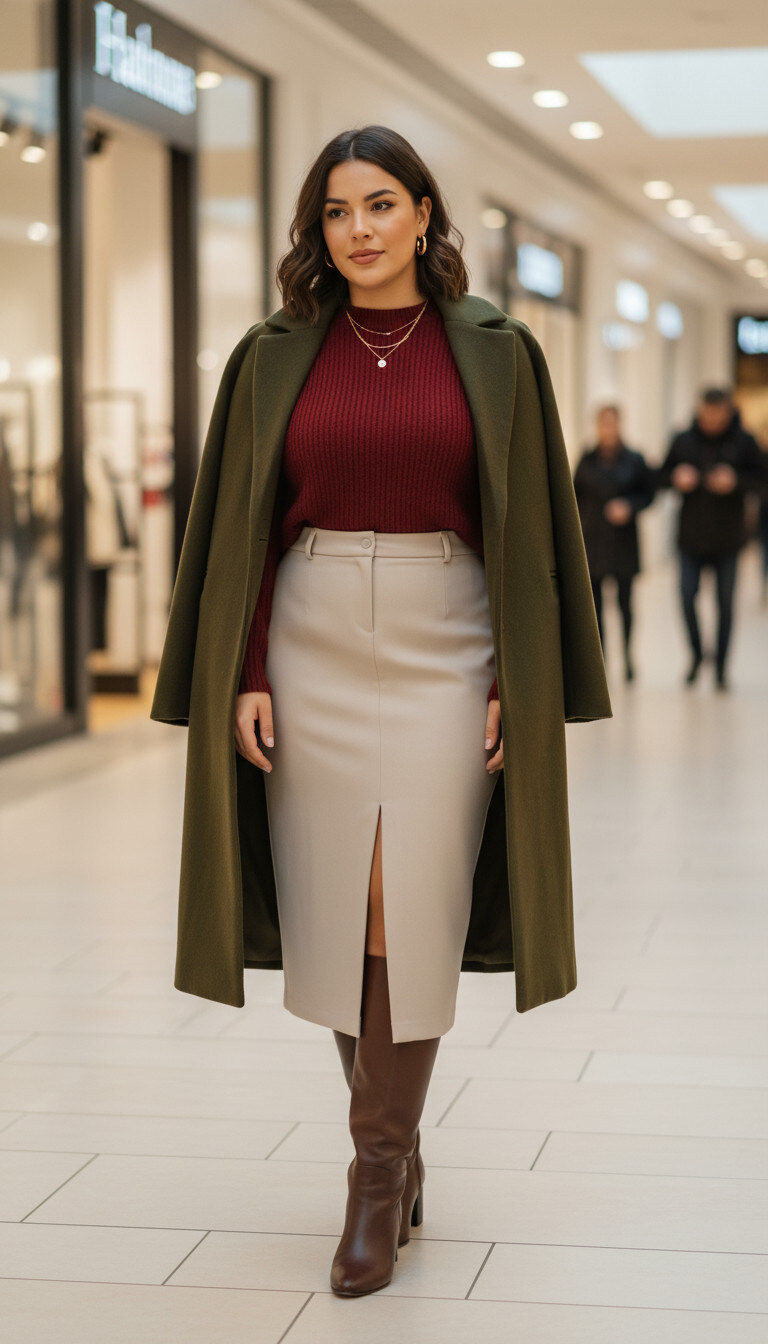 Mayorista Amy&Clo - Falda Midi Talla Grande con Abertura Delantera