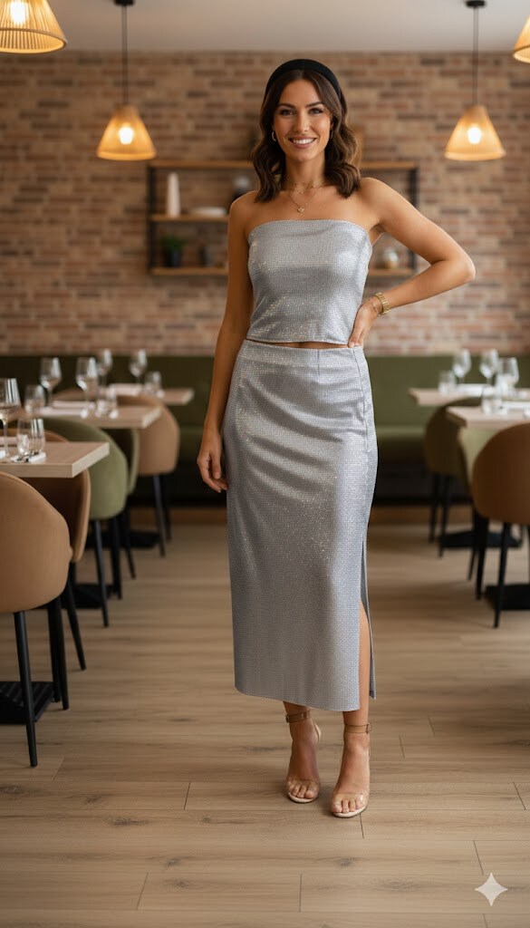 Wholesaler Amy&Clo - Metallic midi skirt