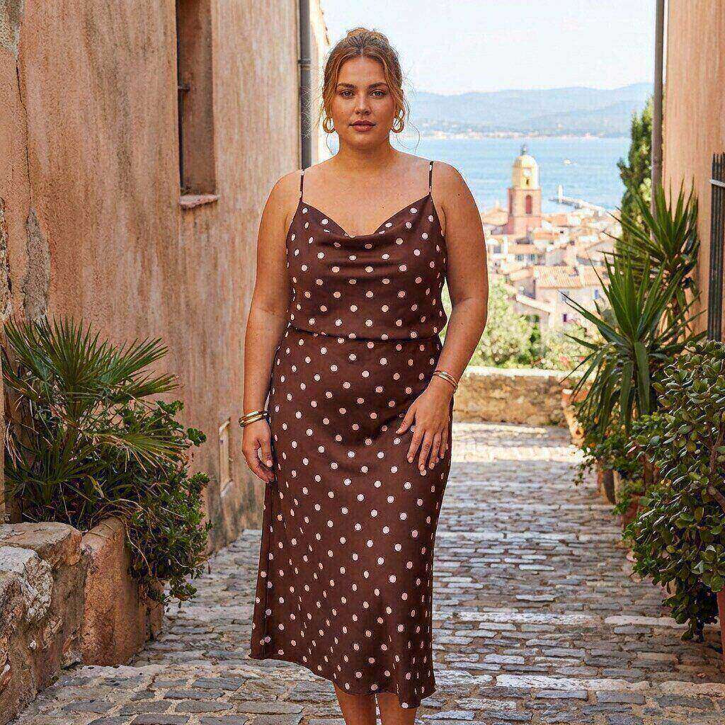 Großhändler Amy&Clo - PLUS SIZE Midirock mit Punkten