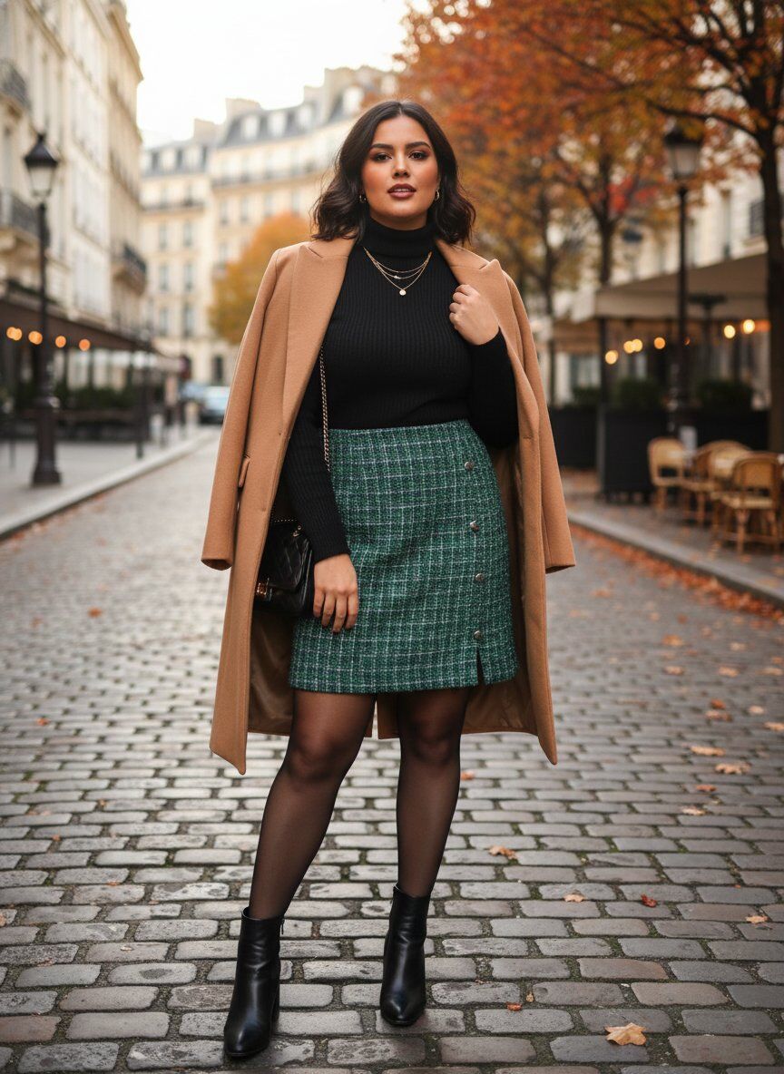 Jupe en tweed avec doublure, coupe ajustée. Détails boutonnés sur le côté et finition élégante, parfaite pour les occasions décontractées. Confort et style réunis dans ce modèle incontournable pour une silhouette moderne.