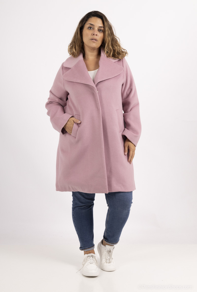 Grossiste Amy&Clo - PLUS SIZE Manteau en laine à grand col revers