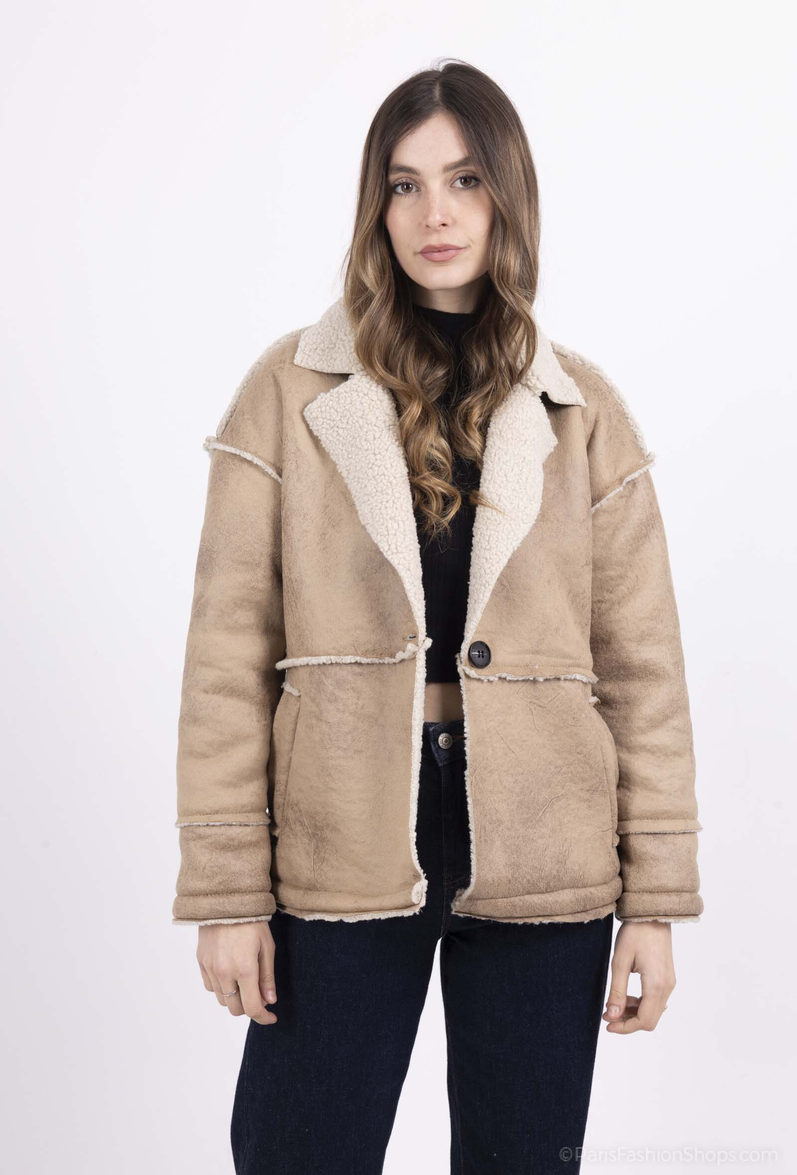 Wholesaler Amy&Clo - Women's shearling effect coat