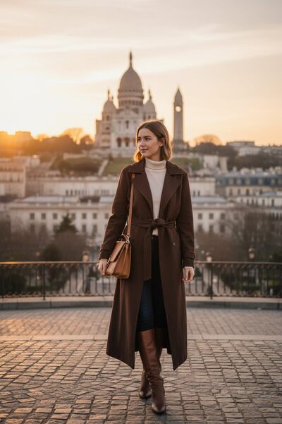 Großhändler Amy&Clo - Langer Trenchcoat mit Gürtel Großhändler Amy&Clo - Langer Trenchcoat mit Gürtel