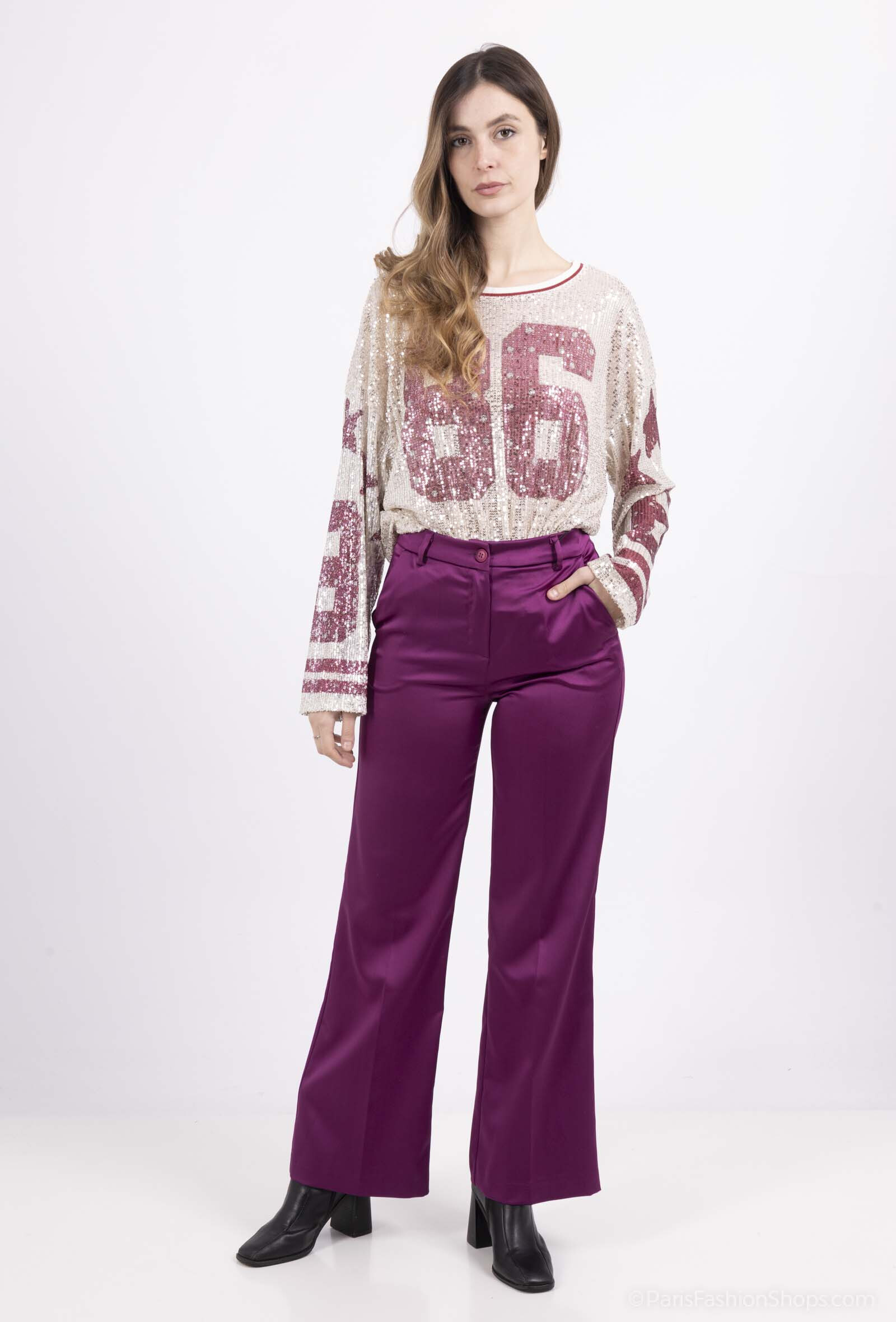 Grossiste Amy&Clo - Pantalon à coupe large en satin