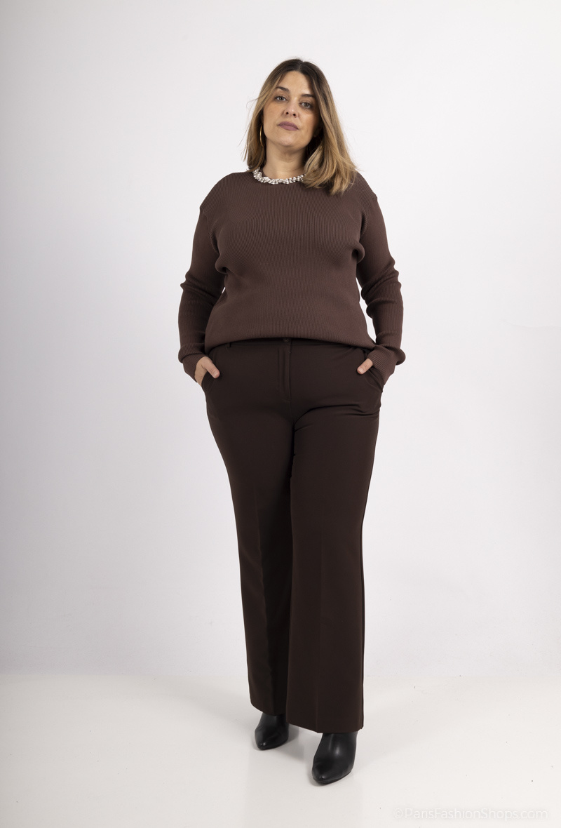 Wholesaler Amy&Clo - Plus size wide-leg pants with belt loops