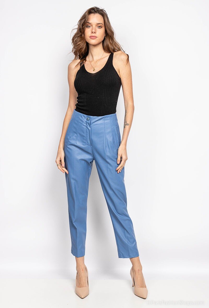 Wholesaler Amy&Clo - High-waisted pants in false leather