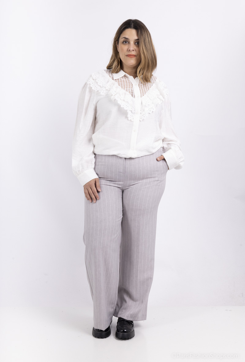 Wholesaler Amy&Clo - Plus size Striped pants with elastic in the back