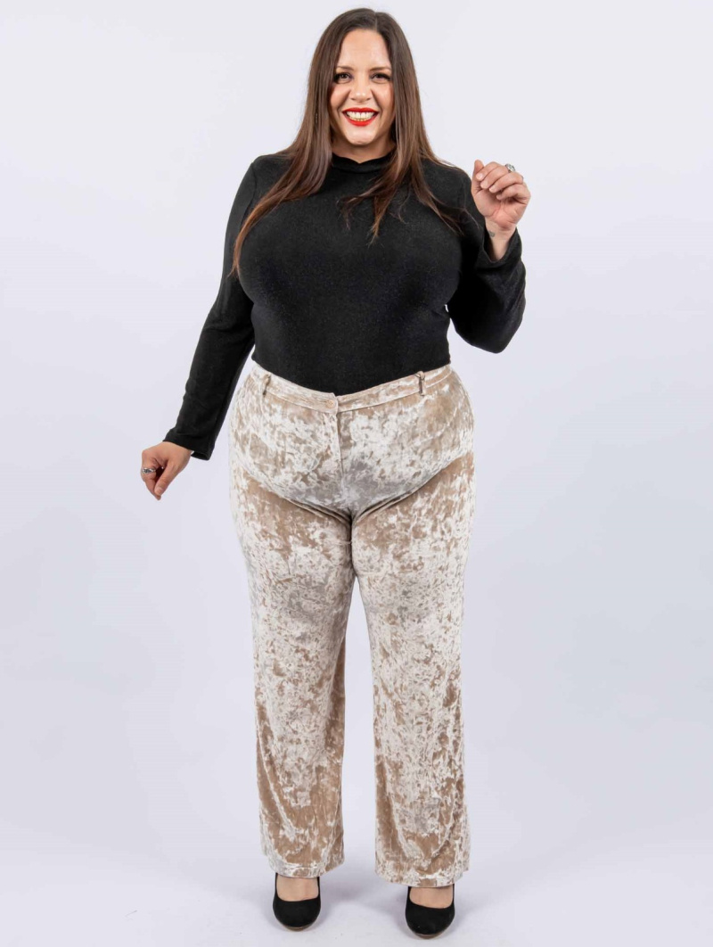 Wholesaler Amy&Clo - Plus size Wide-leg velvet pants