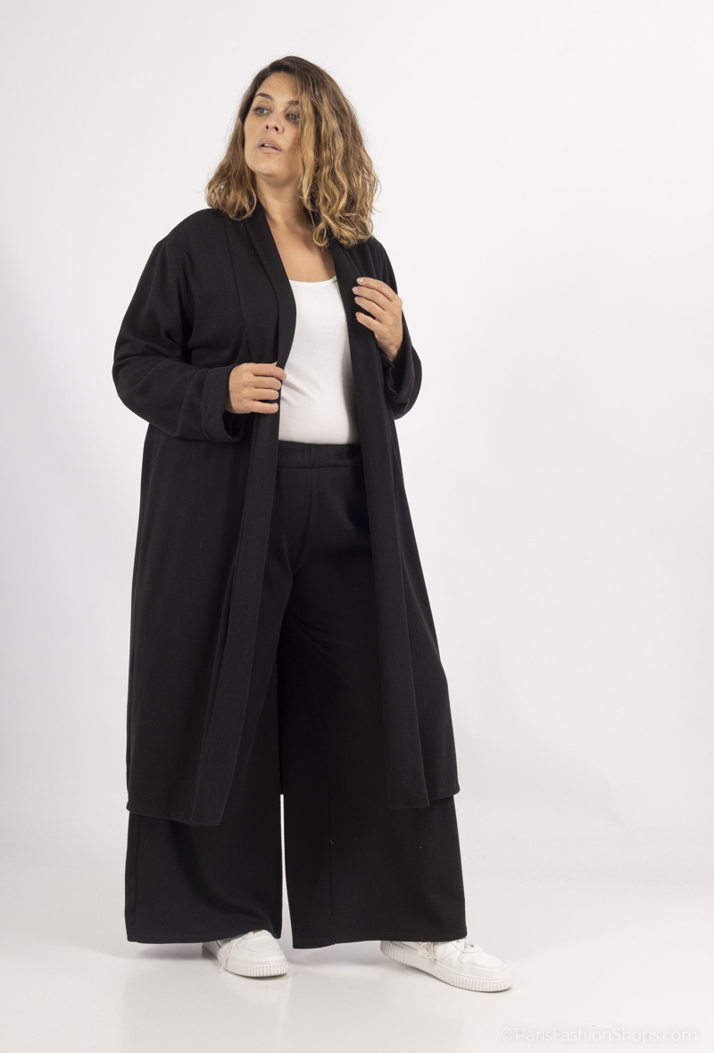 Grossiste Amy&Clo - Plus size Pantalon à coupe large en maille d'hiver