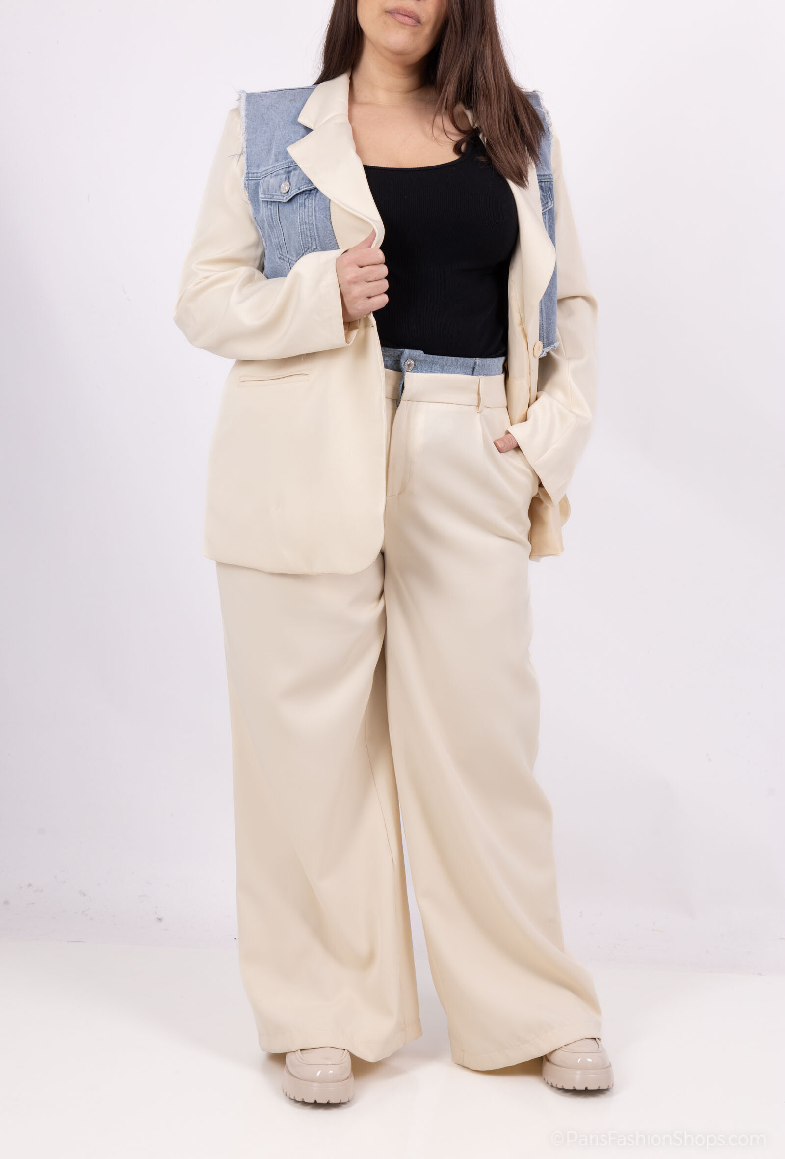 Wholesaler Amy&Clo - 2-in-1 blazer with integrated denim vest