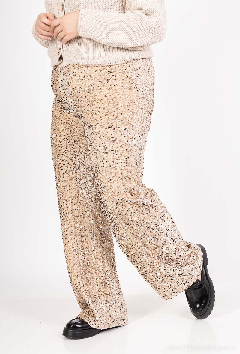 Wholesaler Amy&Clo - Plus size velvet and sequin pants