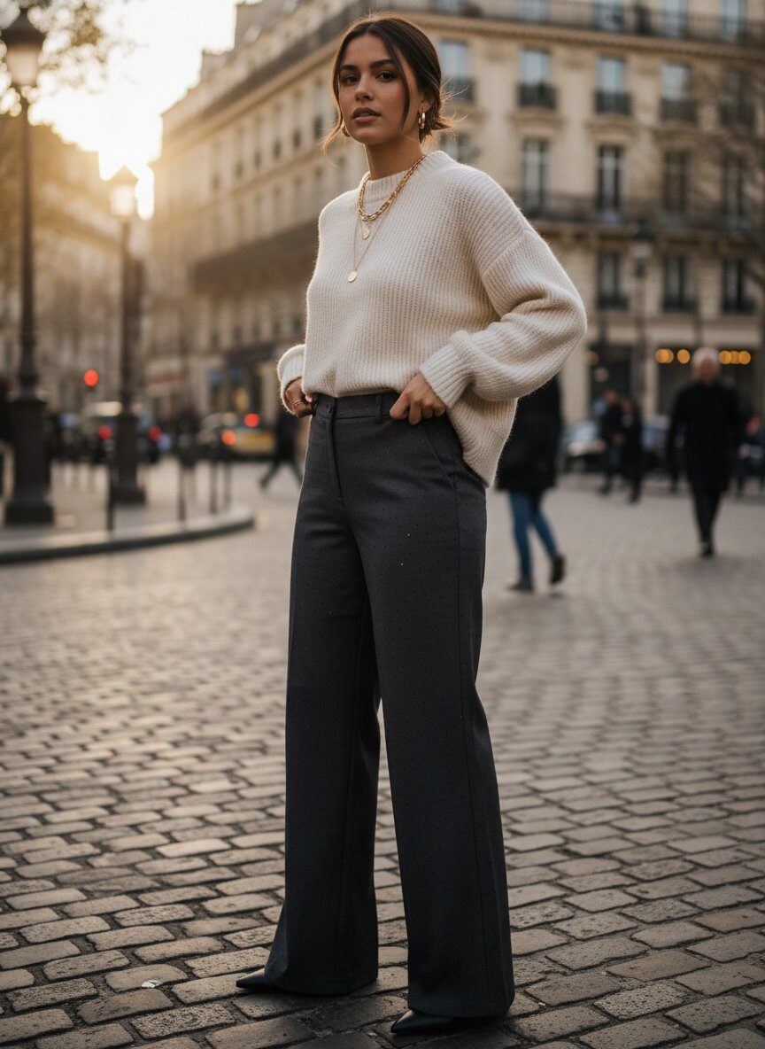 Wholesaler Amy&Clo - Wide-leg pants with an elastic waistband