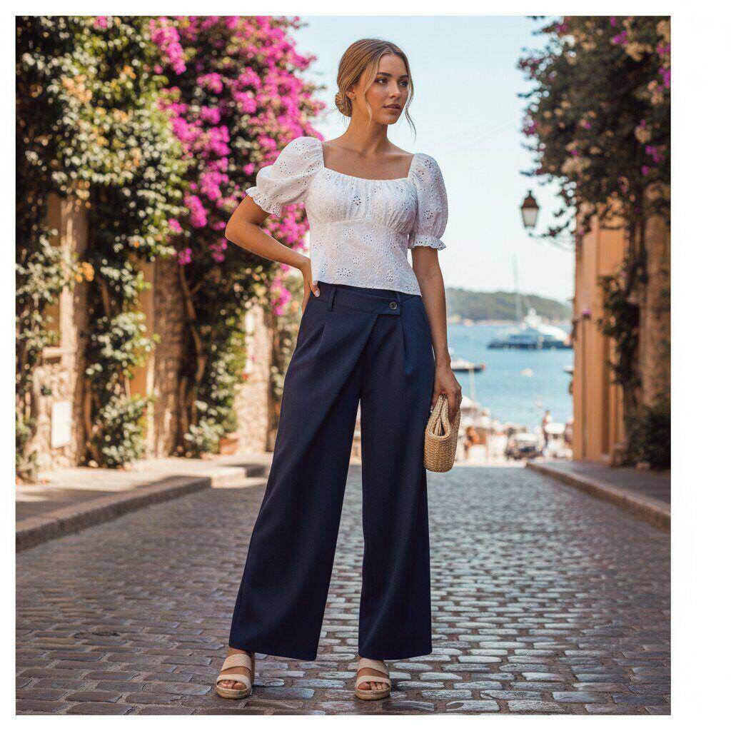 Wholesaler Amy&Clo - Wide-leg pants with an asymmetrical cut