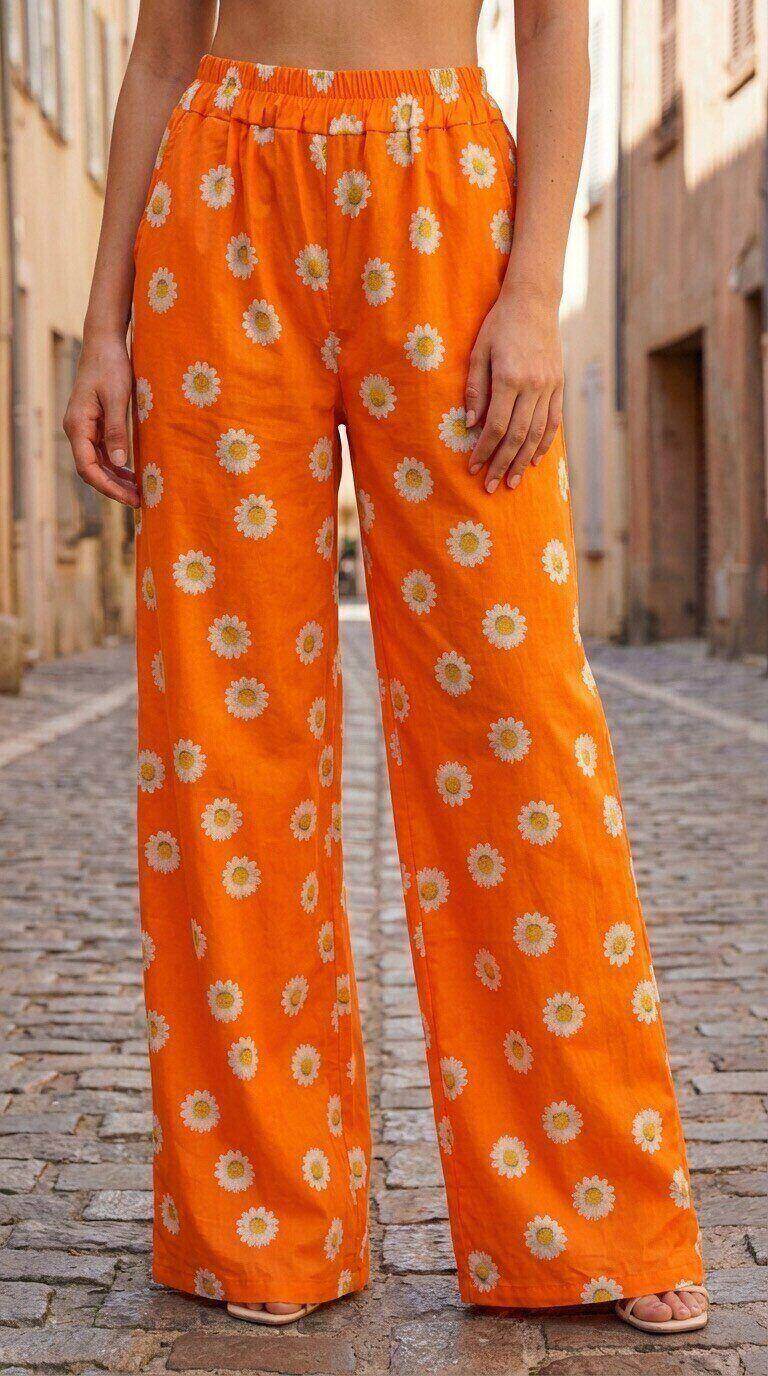 Grossista Amy&Clo - Pantaloni in Cotone con Stampa Margherita