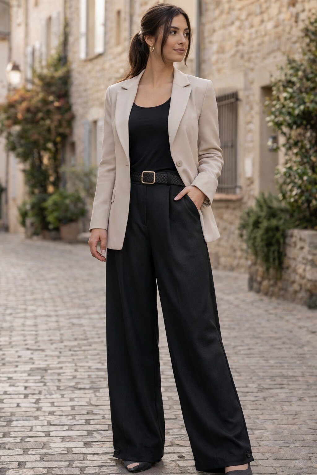 Mayorista Amy&Clo - Pantalones anchos con pliegues