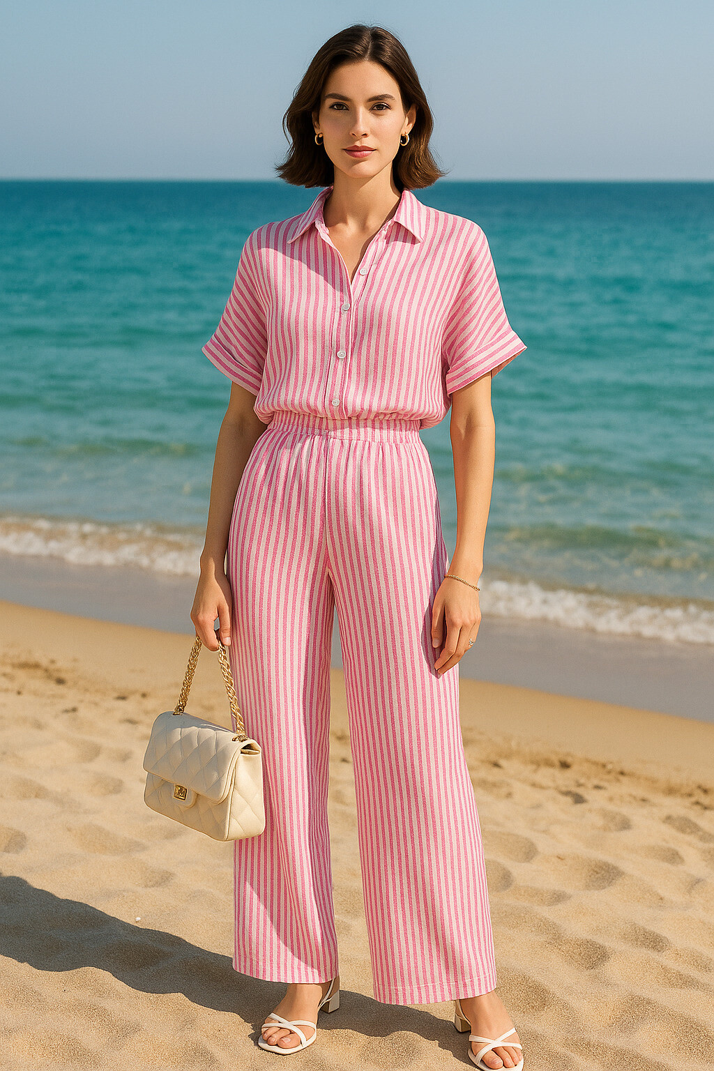 Grossista Amy&Clo - Pantaloni di cotone a strisce
