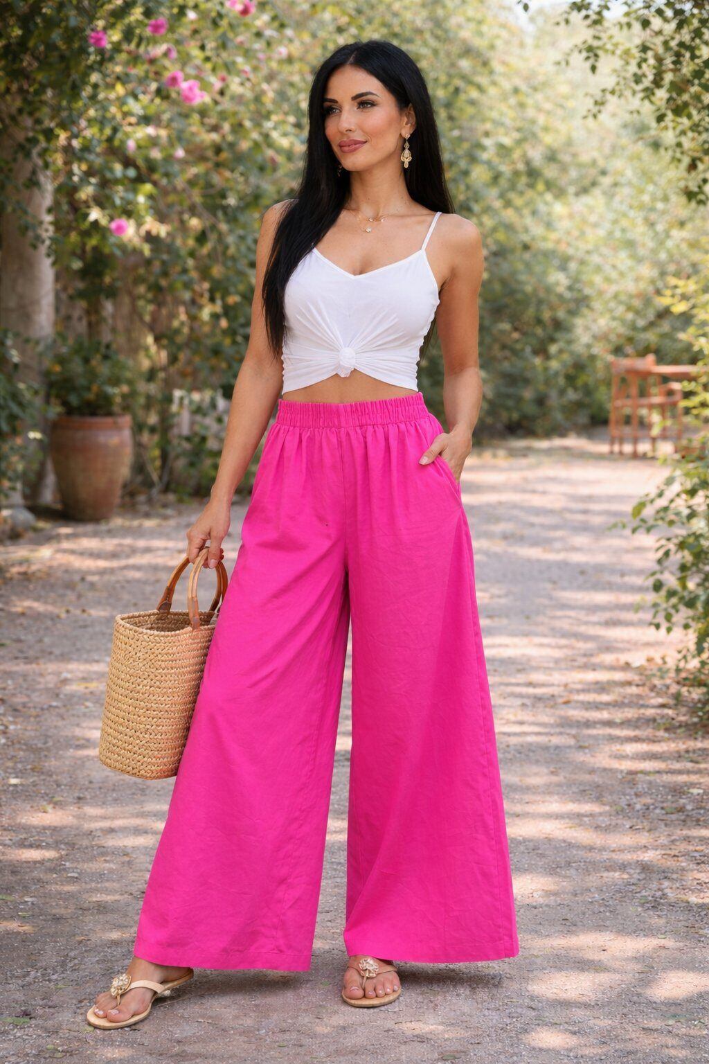 Grossiste Amy&Clo - Pantalon large femme en coton