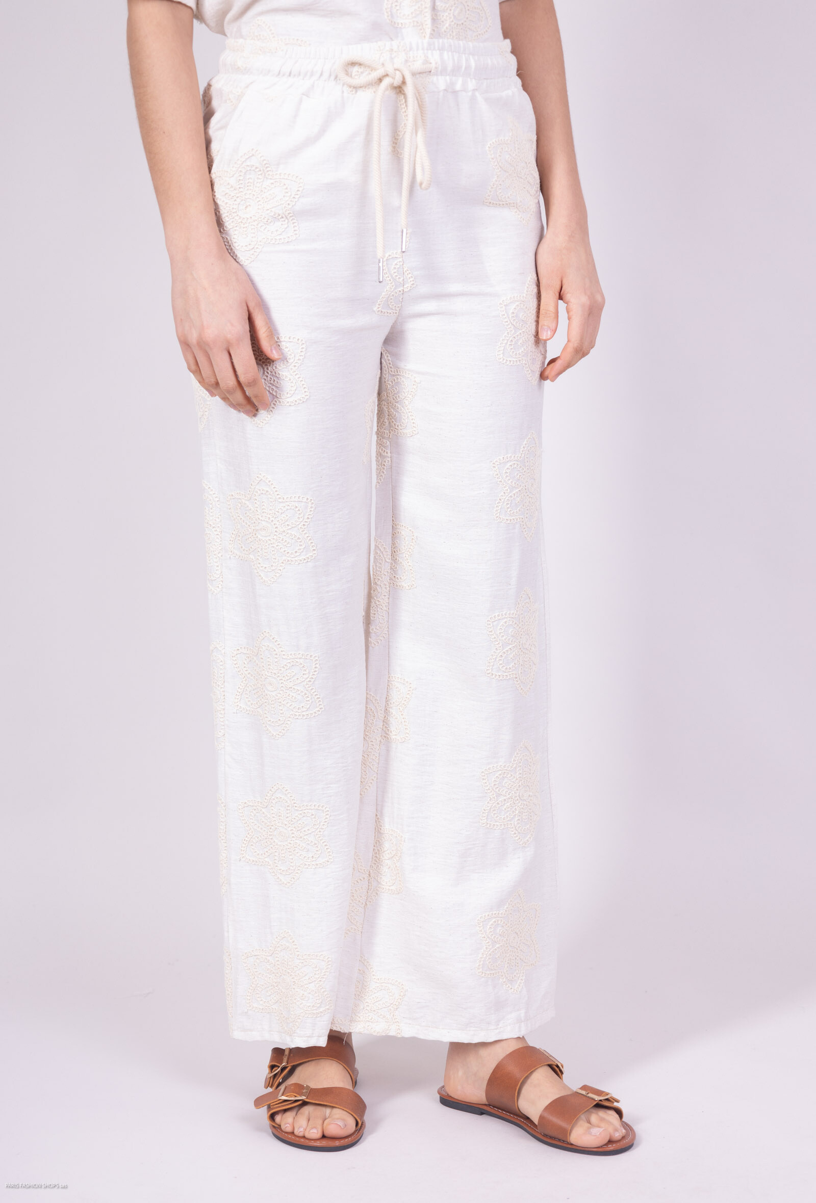 Großhändler Amy&Clo - Große Leinenhosen mit elastischer Taille