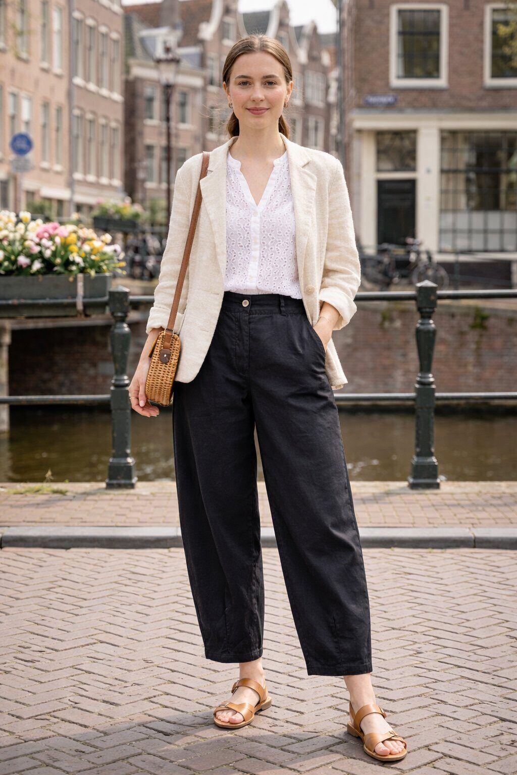 Großhändler Amy&Clo - Weite Hose mit elastischem Bund