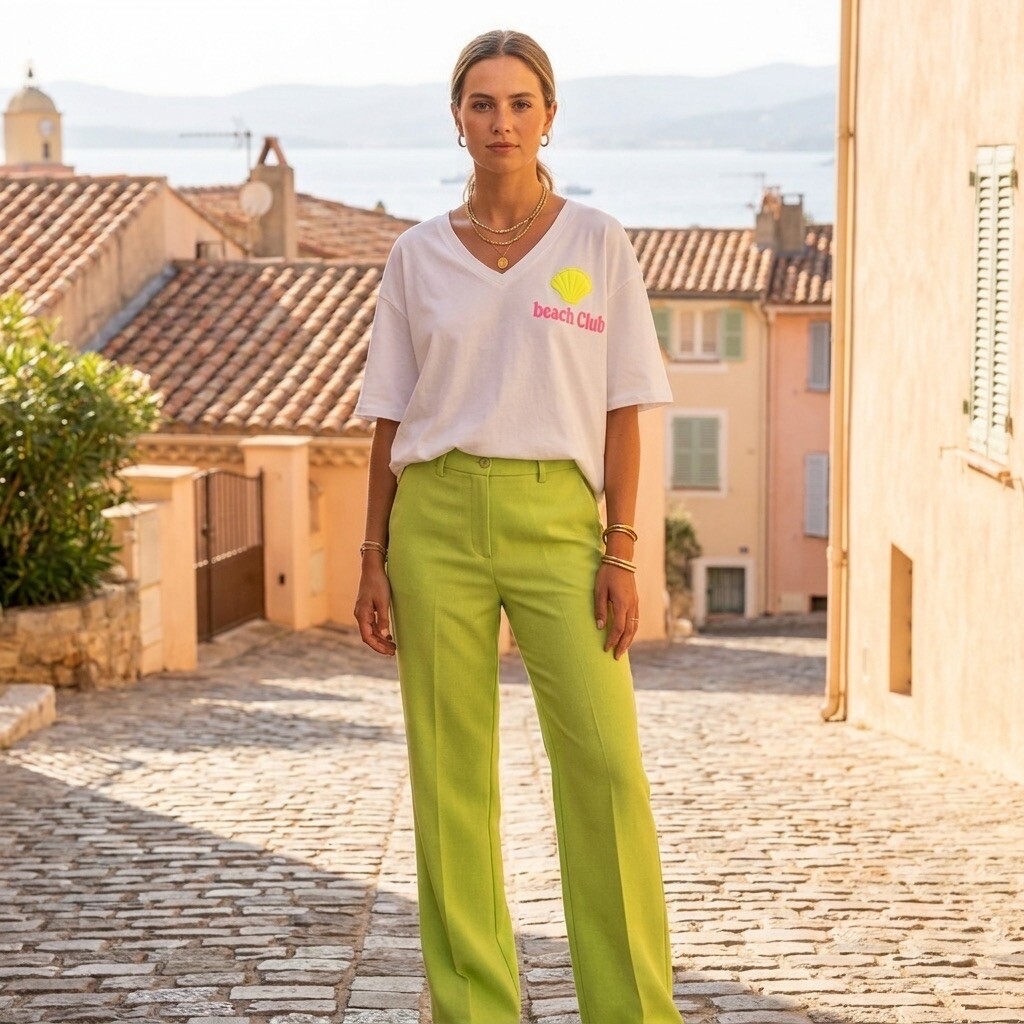 Wholesaler Amy&Clo - Wide-Leg Linen-Effect Trousers