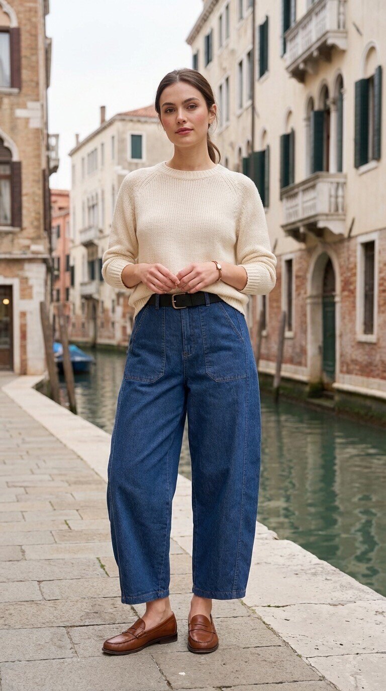 Grossista Amy&Clo - Jeans Barell a vita alta con fascia elastica