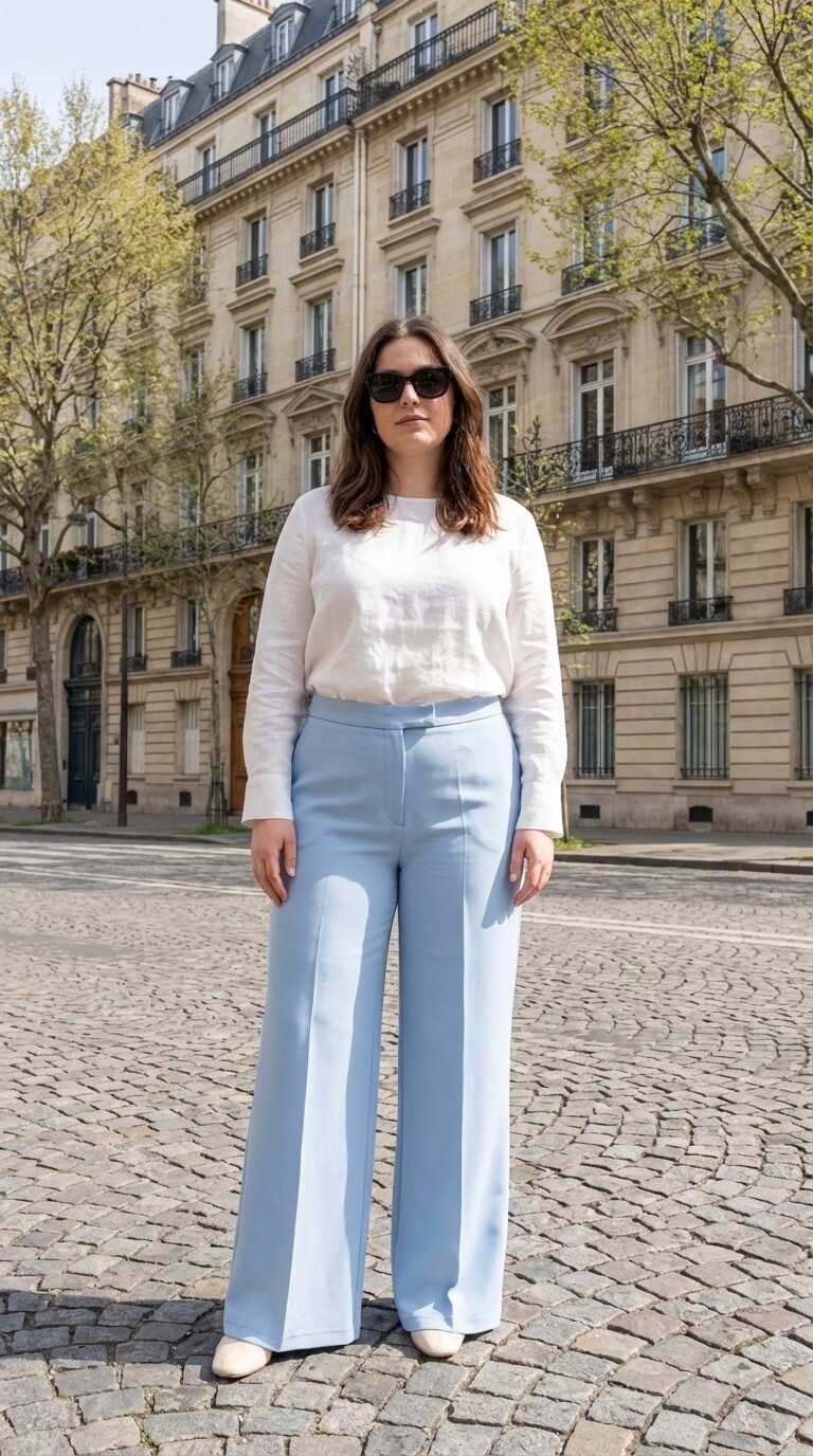 Mayorista Amy&Clo - Talla Grande - Pantalón Ancho Liso