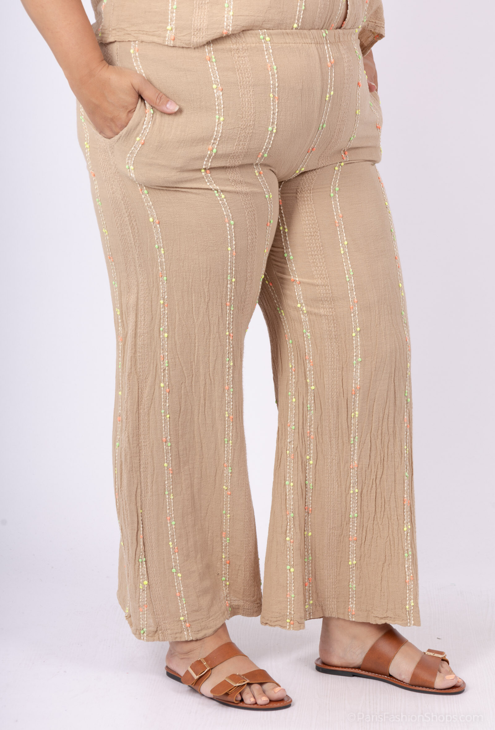 Großhändler Amy&Clo - Plus Size Bestickte Weite Hose