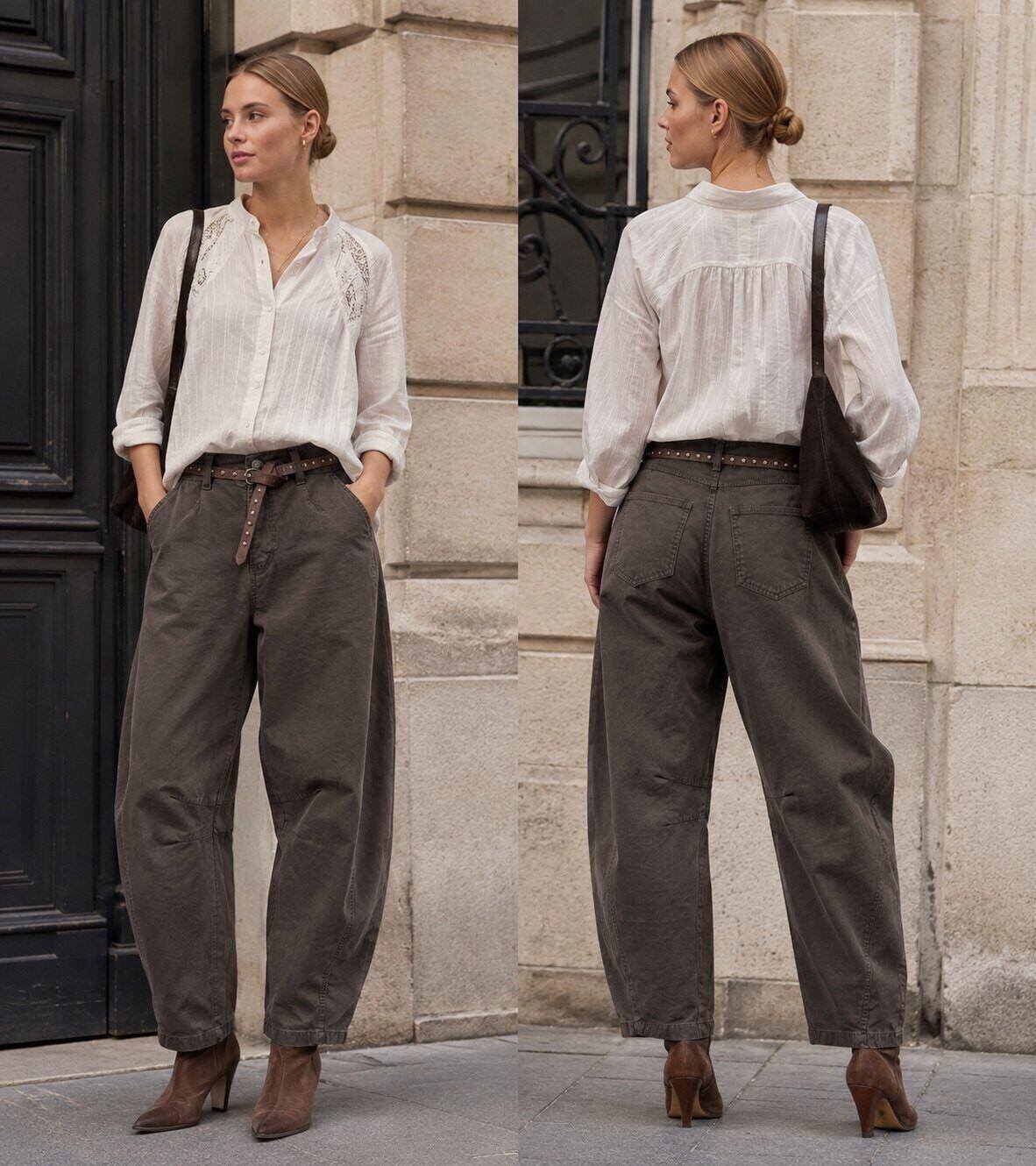 Grossiste Amy&Clo - Pantalon Barrel Coton Stretch