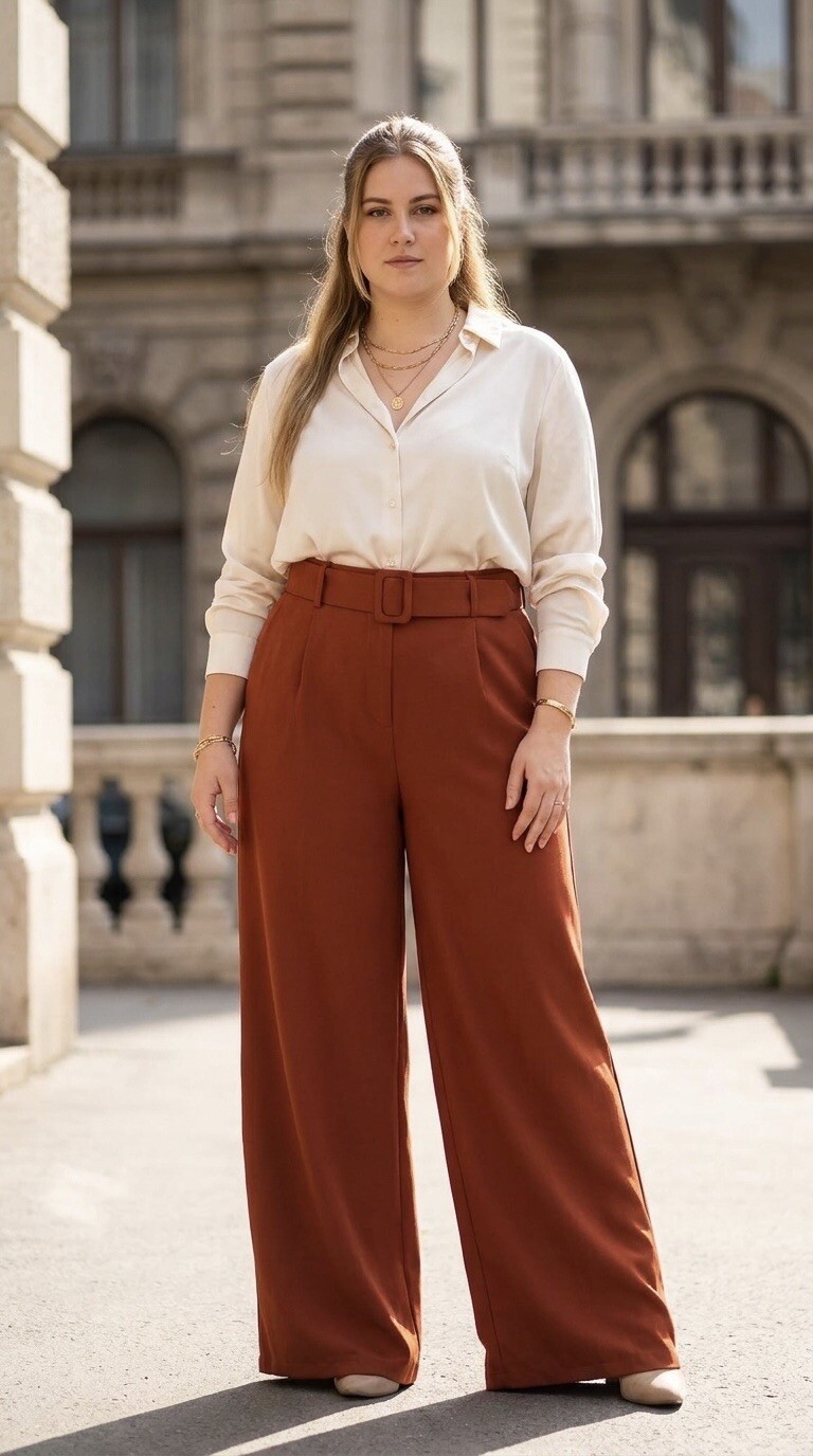 Grossista Amy&Clo - Pantaloni Palazzo Taglia Grande con Cintura