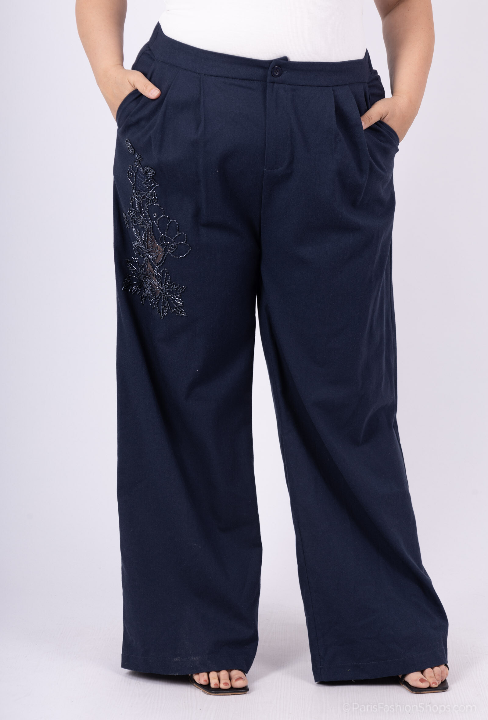 Wholesaler Amy&Clo - More size wide pants embellished
