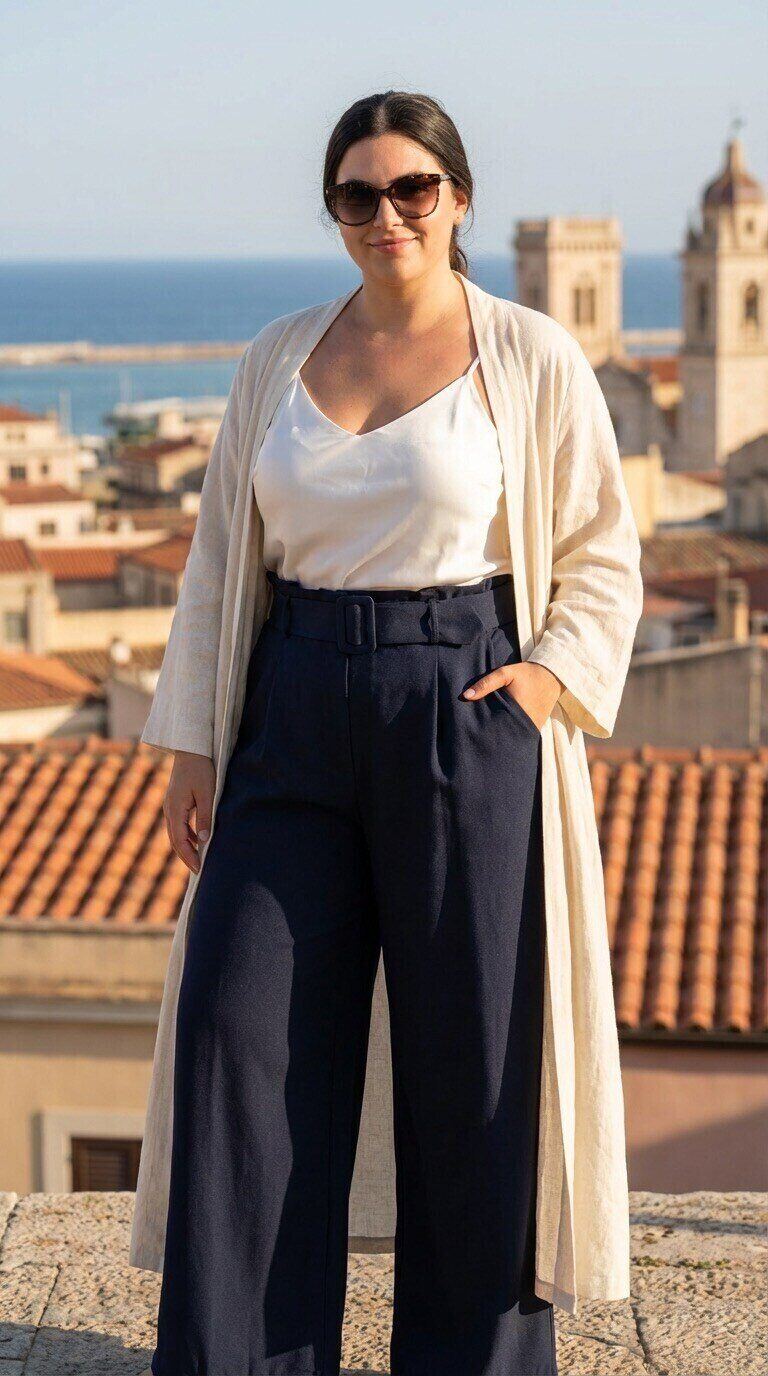 Grossista Amy&Clo - Taglie Forti - Pantaloni Palazzo Elasticizzati