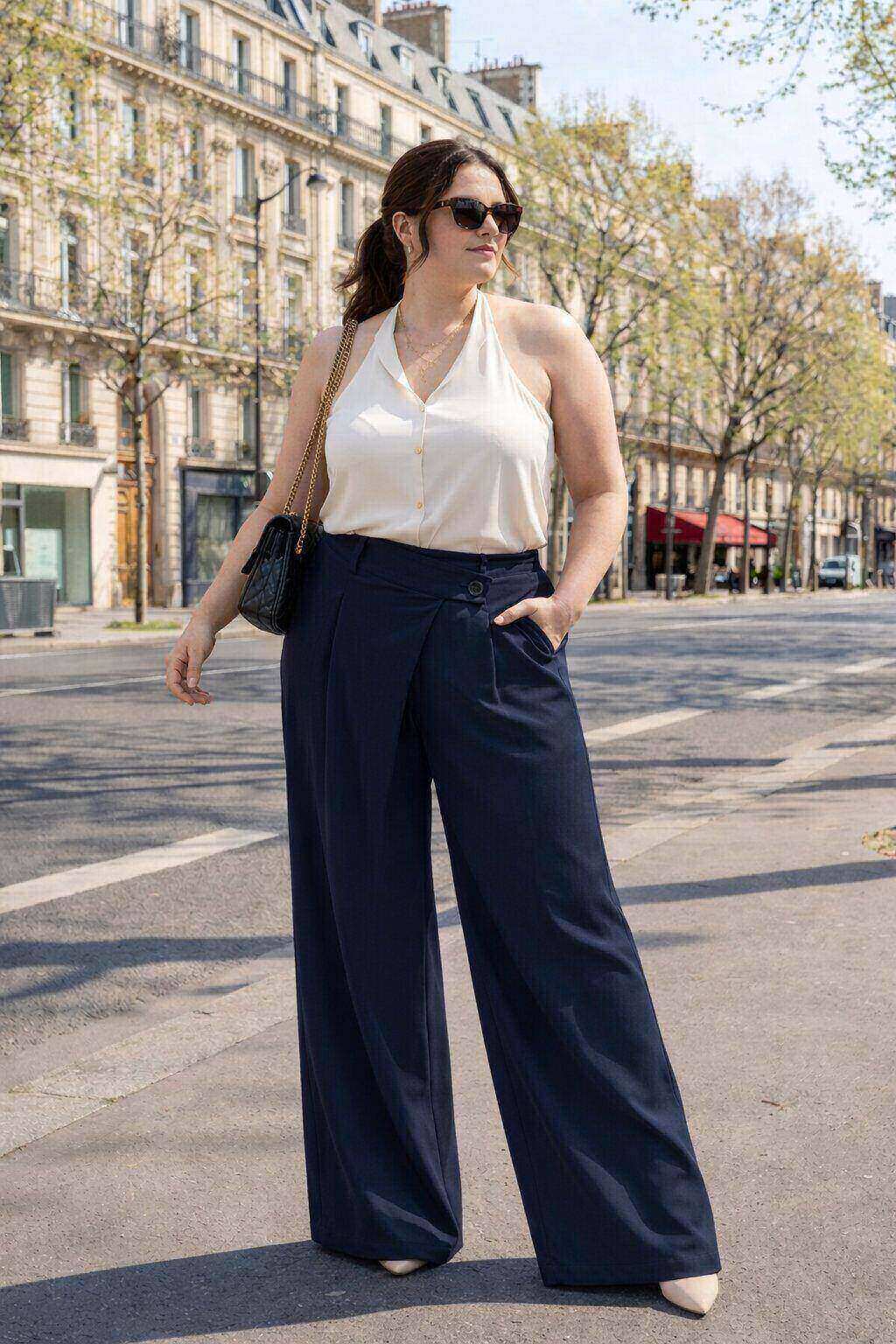 Großhändler Amy&Clo - PLUS SIZE Fließende Asymmetrische Hose