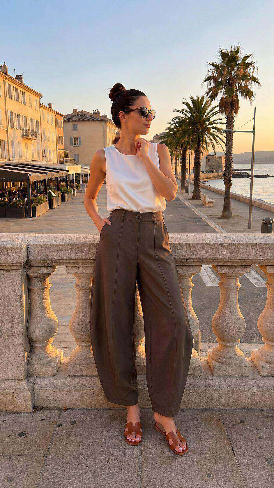 Grossiste Amy&Clo - Pantalon fluide taille haute