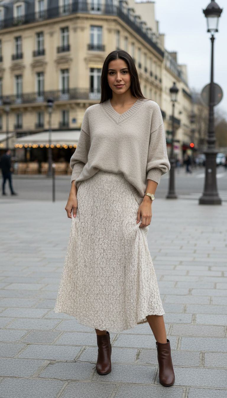 Wholesaler Amy&Clo - V-neck Alpaca Sweater