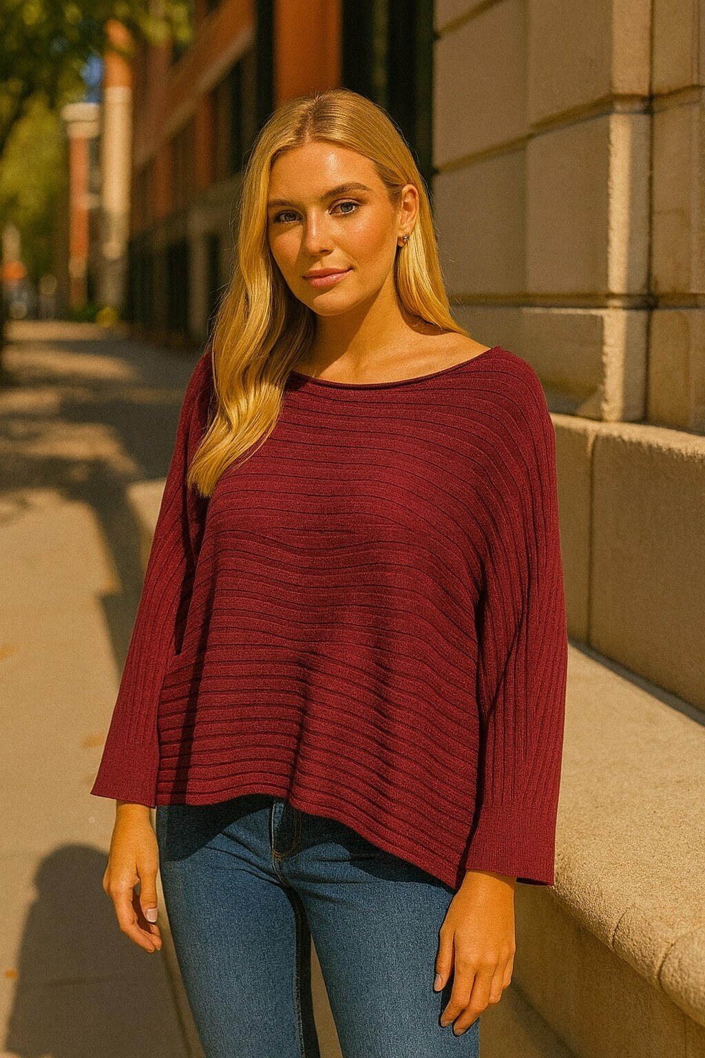 Wholesaler Amy&Clo - Soft and stylish wave-patterned sweater