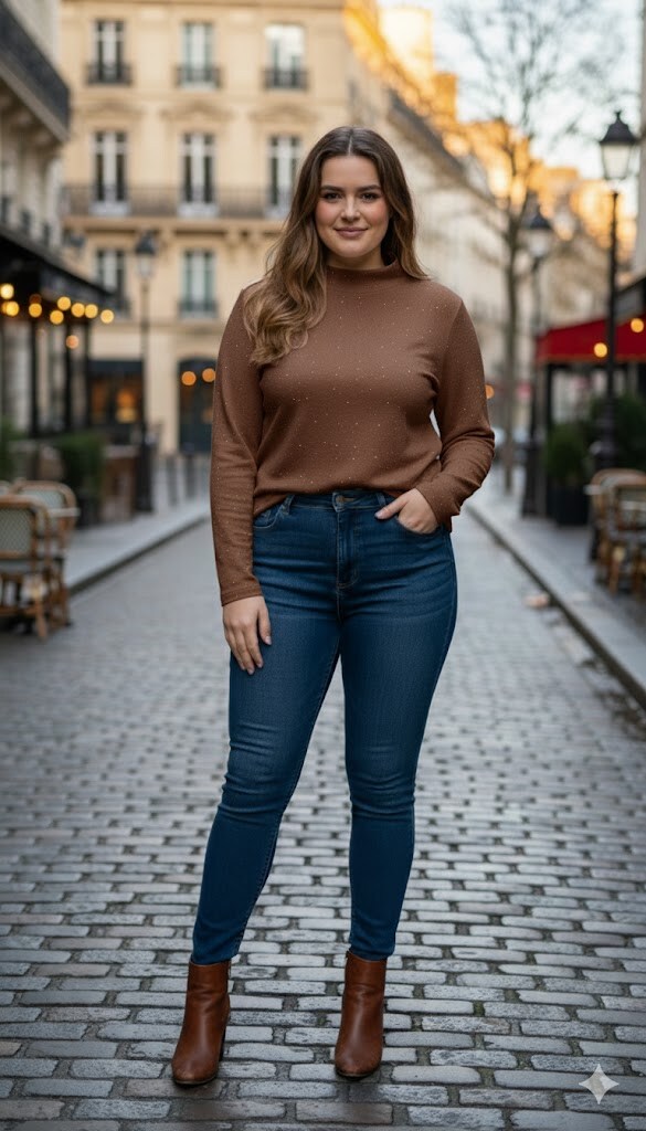 Wholesaler Amy&Clo - PLUS SIZE - Soft turtleneck sweater with subtle details