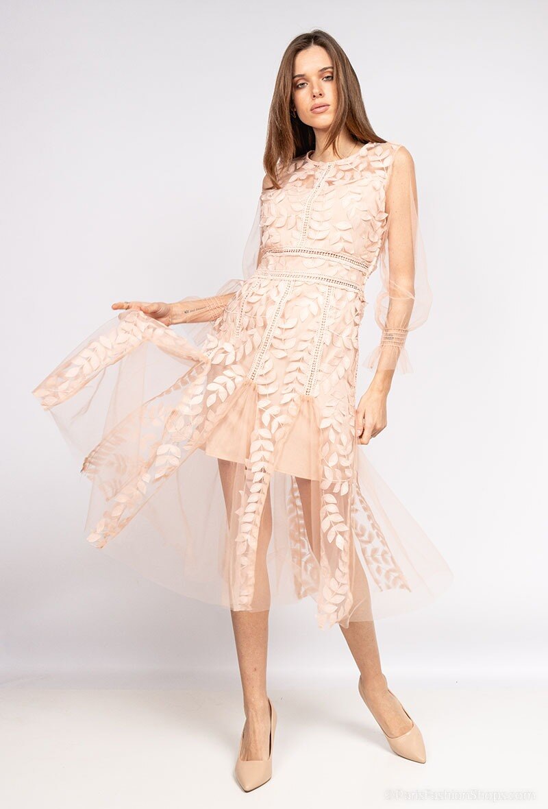 Wholesaler Amy&Clo - Mid-length tulle dress with zip closure