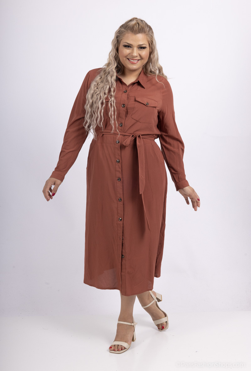 Mayorista Amy&Clo - Vestido camisero de viscosa talla grande