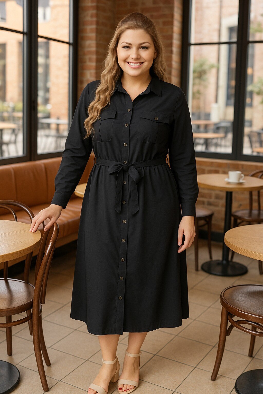 Mayorista Amy&Clo - Vestido camisero de viscosa talla grande