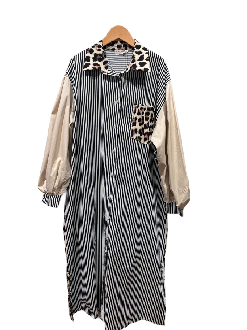 Grossiste Amy&Clo - Robe chemise en coton avec imprimés mixés