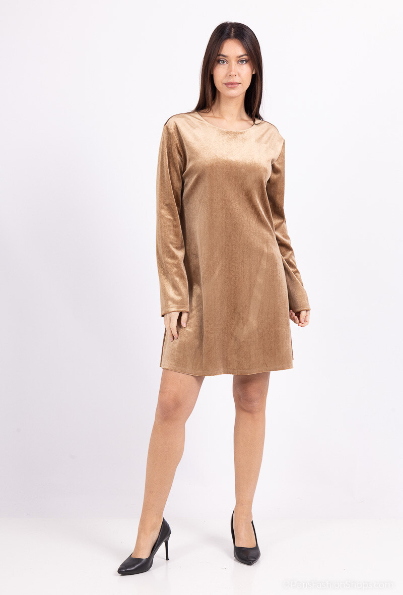 Großhändler Amy&Clo - Kurzes, ausgestelltes Samtkleid mit Schleife hinten