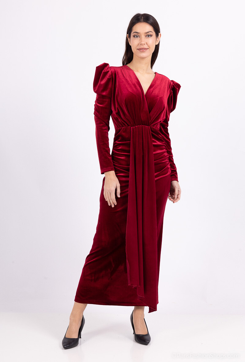 Wholesaler Amy&Clo - Long wrap dress with draped skirt
