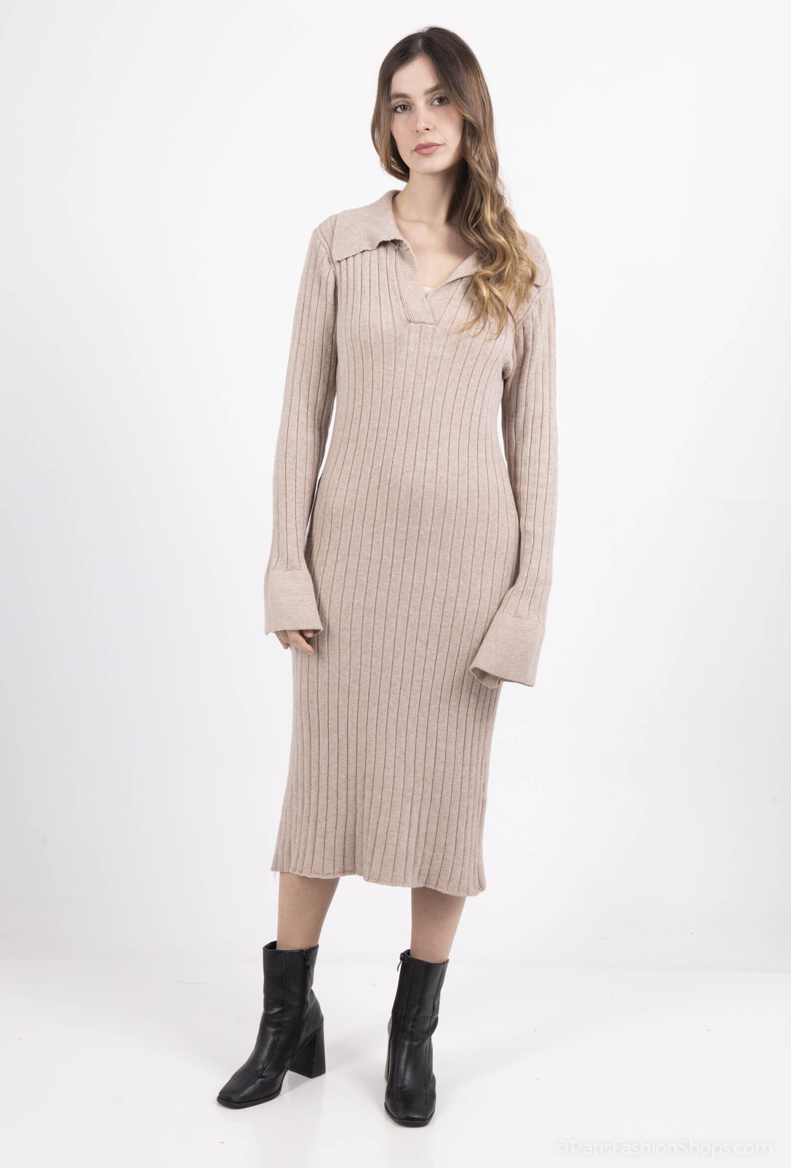 Wholesaler Amy&Clo - Polo collar knit dress