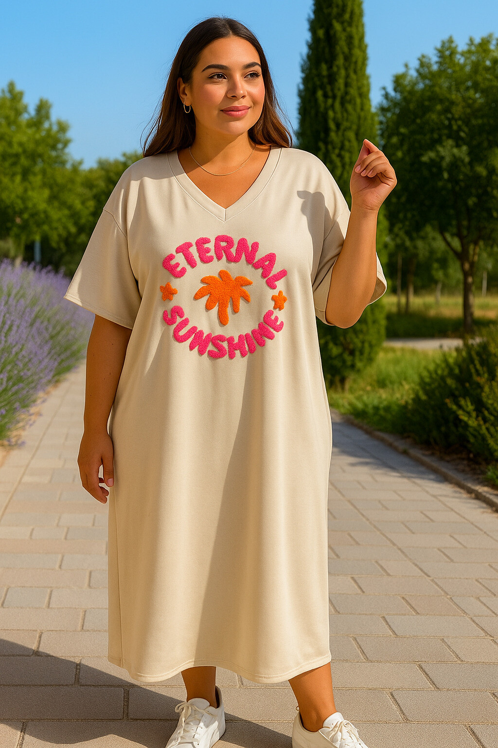 Grossiste Amy&Clo - Plus Size Plus SizeRobe T-shirt Oversize 'ETERNAL'