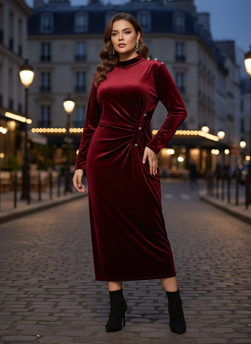 Wholesaler Amy&Clo - PLUS SIZE - Velvet Dress