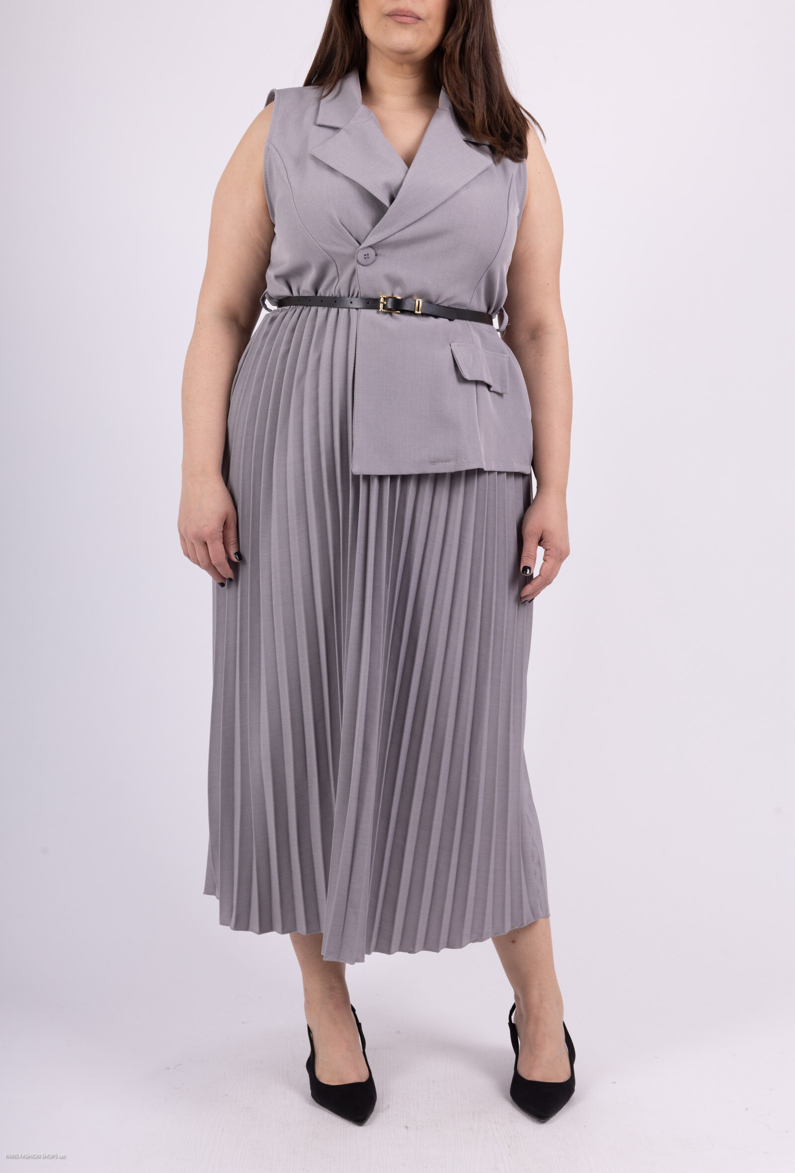 Wholesaler Amy&Clo - More sen sleeve blazer dress with pleated skirt