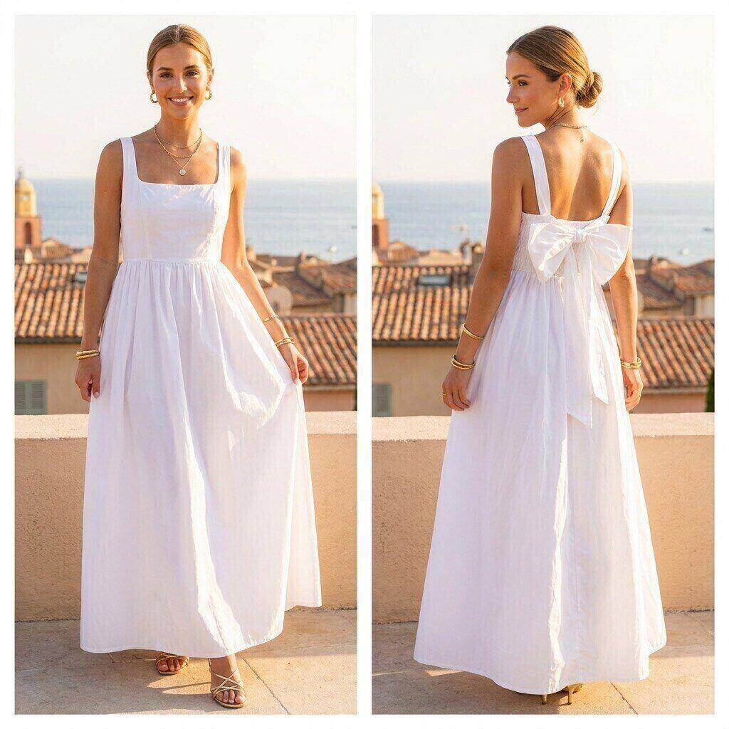 Mayorista Amy&Clo - Vestido largo babydoll con detalle de lazo