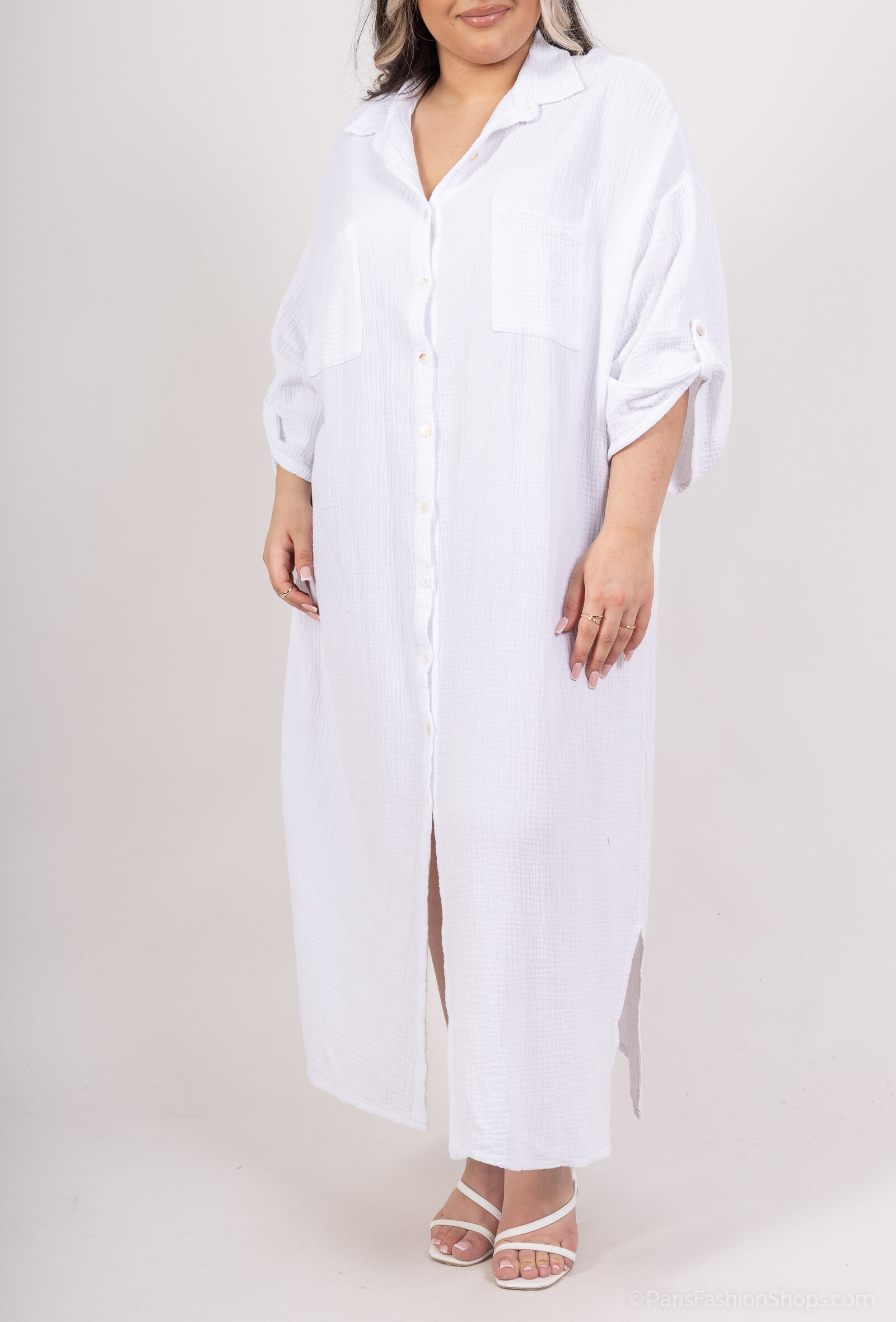 Wholesaler Amy&Clo - More size shirt dress 3/4