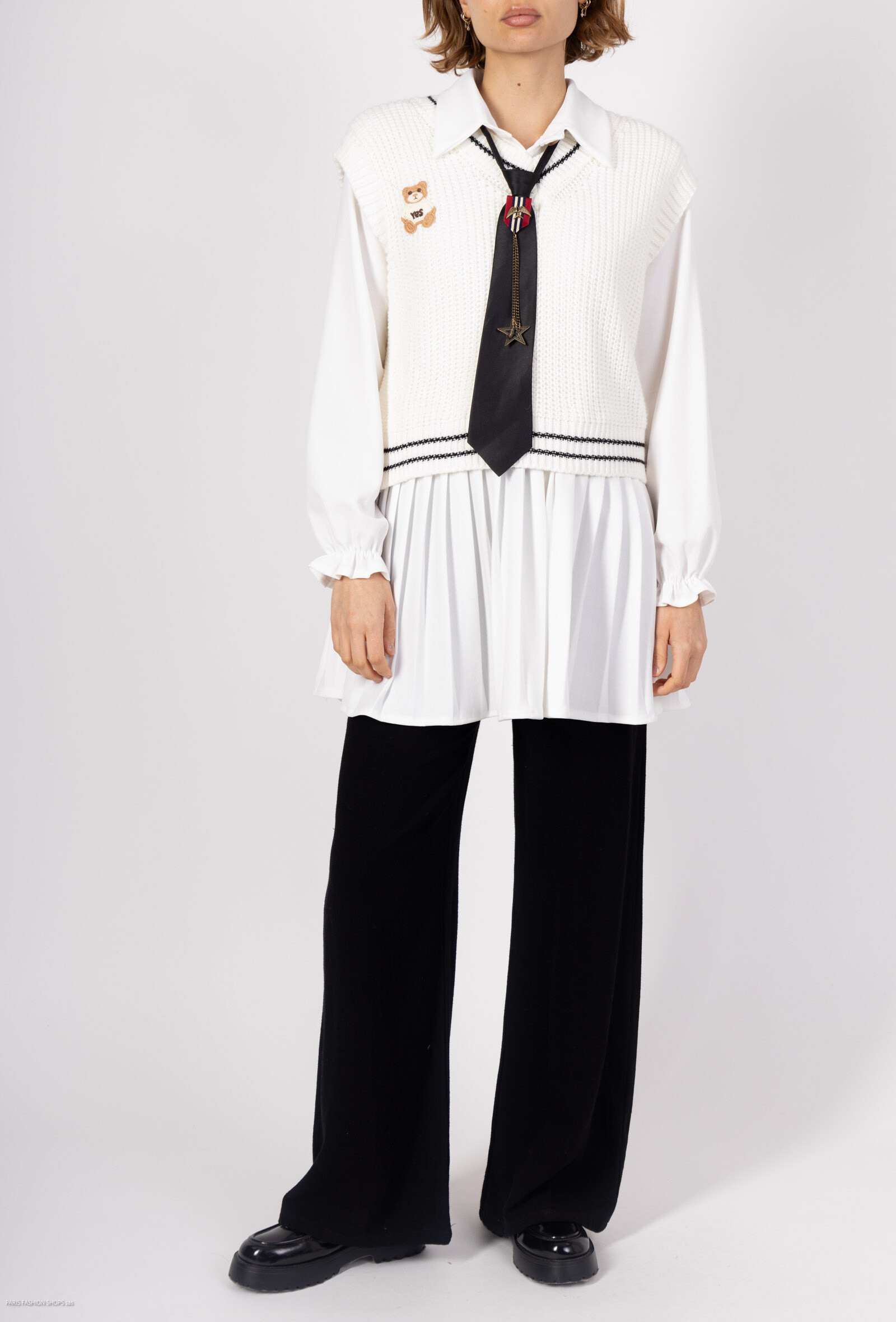 Wholesaler Amy&Clo - 2 in 1 folded dress shirt and vest