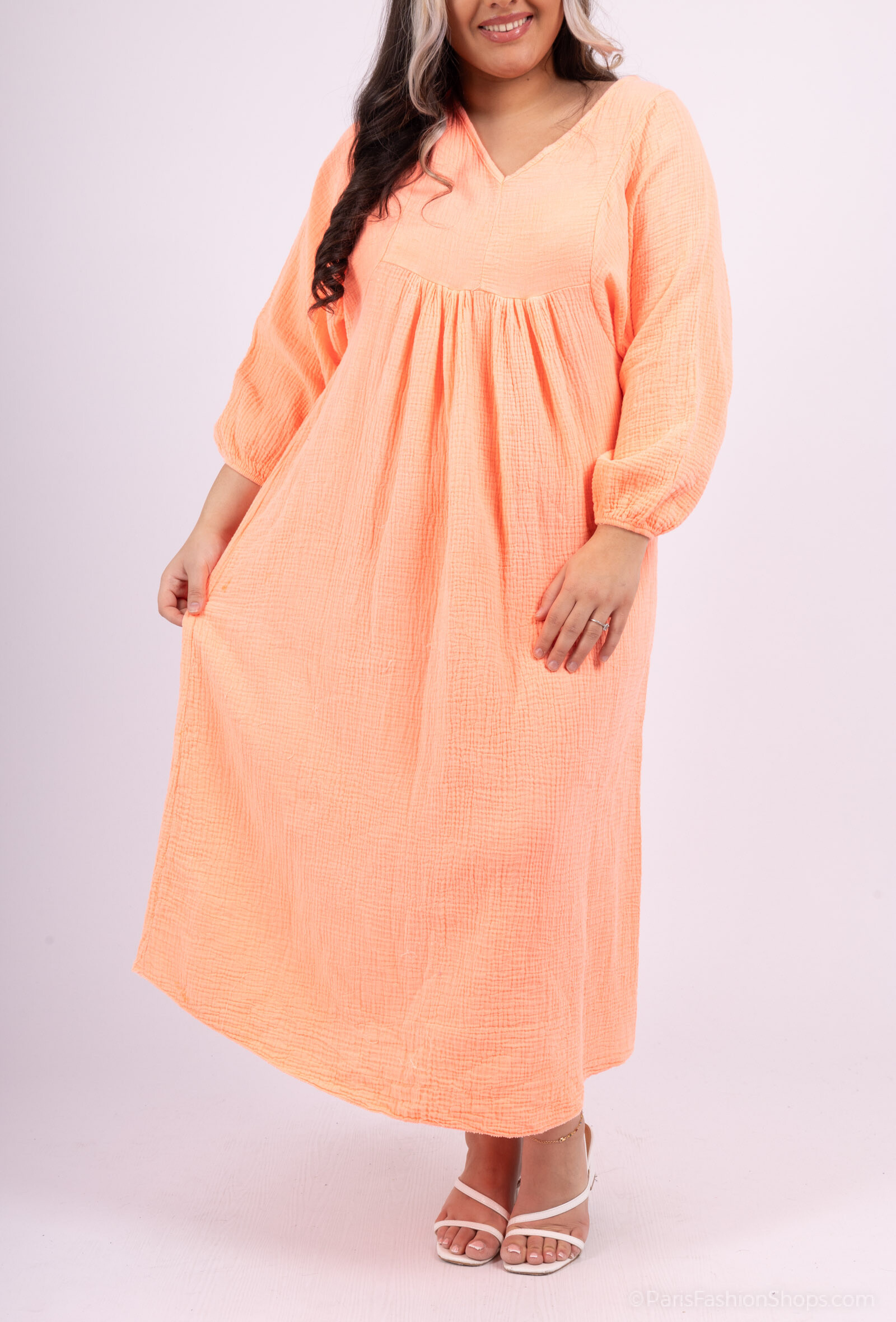 Großhändler Amy&Clo - Mehr Größe 3/4 Baumwollkleid